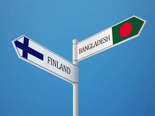 Bangladesh Finland tecken flaggor koncept — Stockfoto