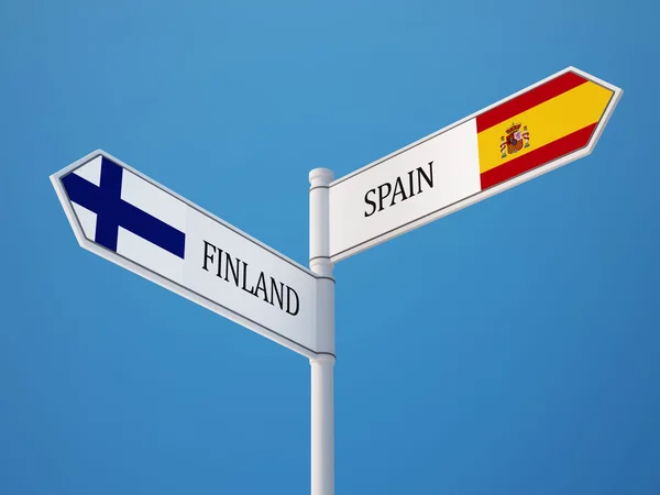Финляндия подписала концепцию флагов Испании — стоковое фото