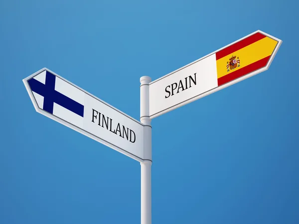 Spagna Finlandia Firmare Bandiere Concetto — Foto Stock