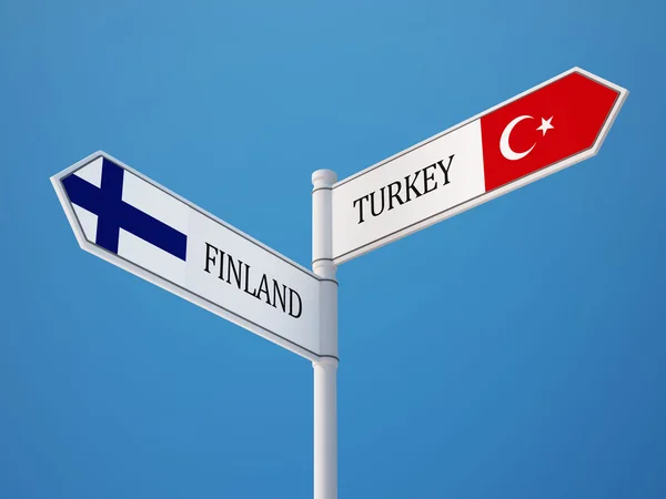 Turkiet Finland tecken flaggor koncept — Stockfoto