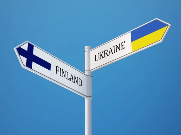 Ukraine Finnland Schild Flaggen-Konzept — Stockfoto