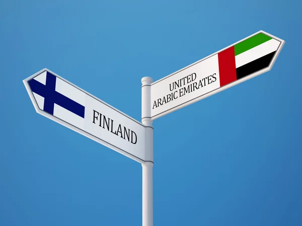 Verenigde Arabische Emiraten Finland teken vlaggen Concept — Stockfoto