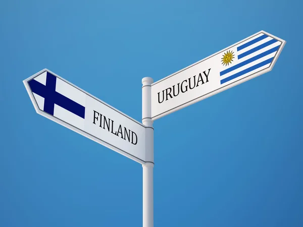 Uruguay Finnland Schild Flaggen-Konzept — Stockfoto