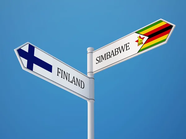 Zimbabwe Finland  Sign Flags Concept — Stock Photo, Image