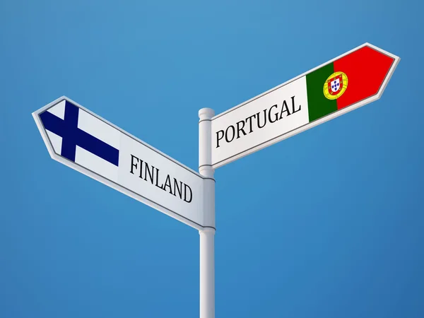 Portugal Finland tecken flaggor koncept — Stockfoto