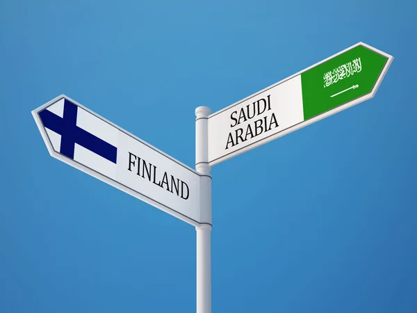 Saudi Arabia Finland tecken flaggor koncept — Stockfoto