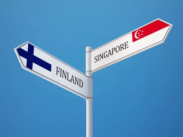 Singapur Finsko znamení příznaky koncept — Stock fotografie