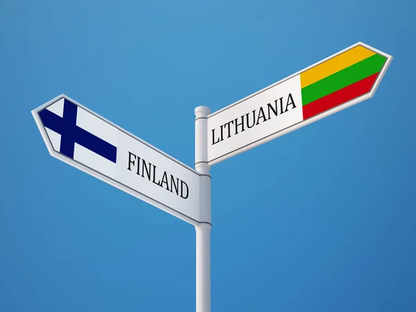 Lituanie Finlande Signalisation Drapeaux Concept — Photo