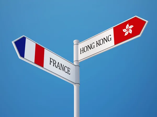 Francia Hong Kong segno bandiere concetto — Foto Stock