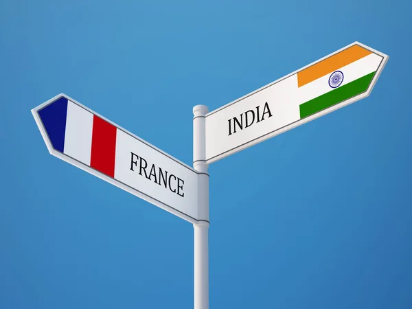 Frankreich Indien sign flags concept — Stockfoto