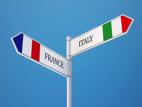 Francia Italia Firma Concetto Bandiere — Foto Stock