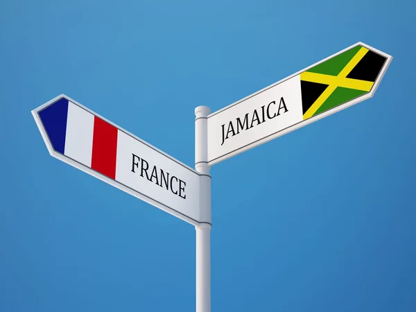 Frankrike Jamaica tecken flaggor koncept — Stockfoto