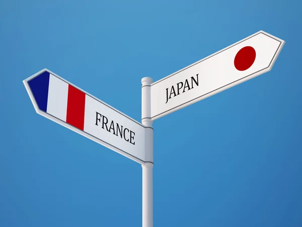 Francia Japón Firma el concepto de banderas — Foto de Stock