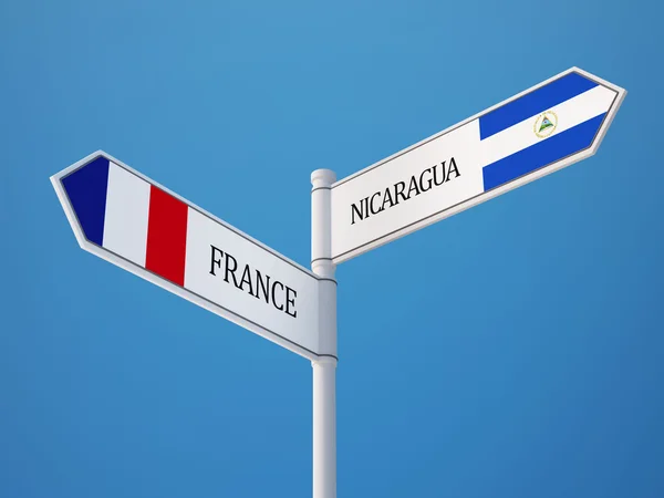 Francia Nicaragua Firmare Bandiere Concept — Foto Stock