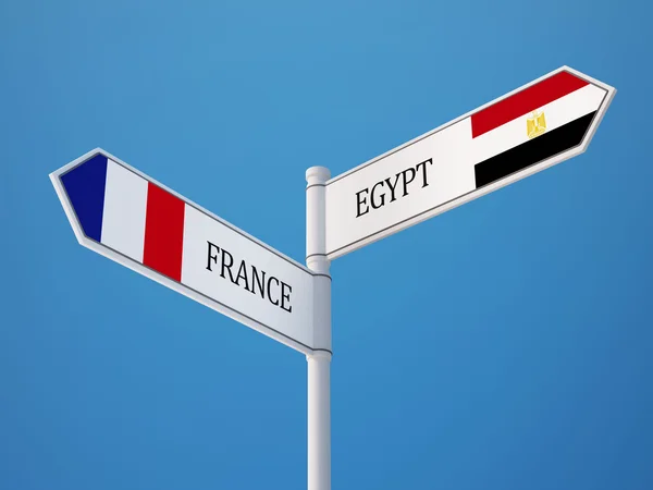 Frankrike Egypten tecken flaggor koncept — Stockfoto