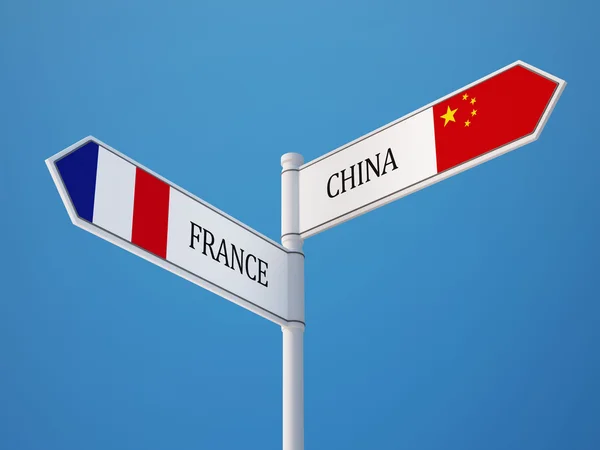 Francie Čína znamení příznaky koncept — Stock fotografie