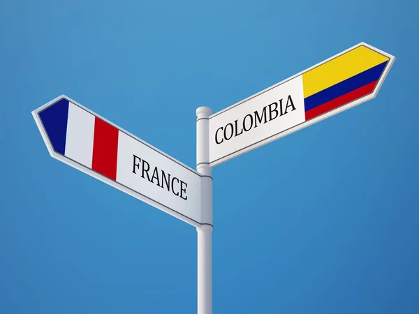 France Colombia tecken flaggor koncept — Stockfoto