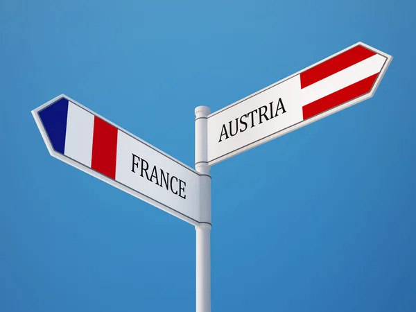 Áustria França Signo Bandeiras Conceito — Fotografia de Stock