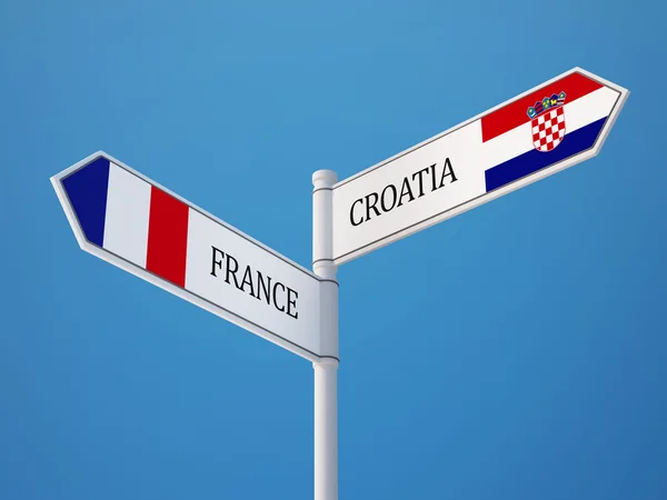 Croatie France Signer Drapeaux Concept — Photo