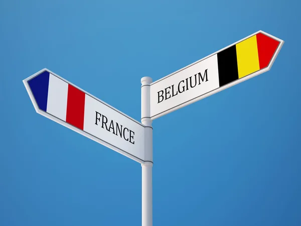Belgique France Signer Drapeaux Concept — Photo