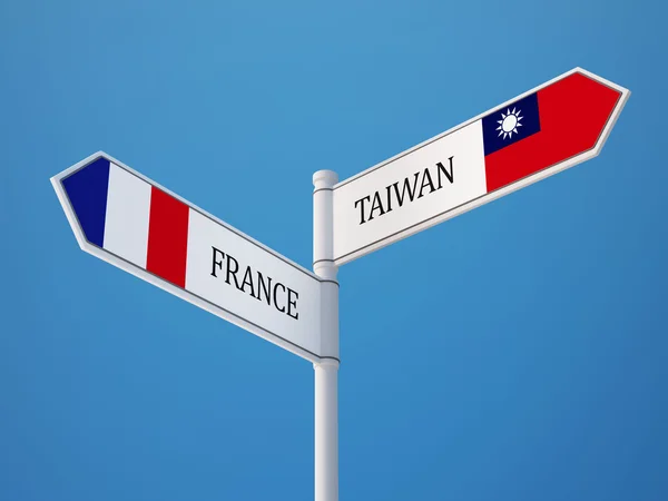 Taiwan Frankreich Schild Flaggen-Konzept — Stockfoto