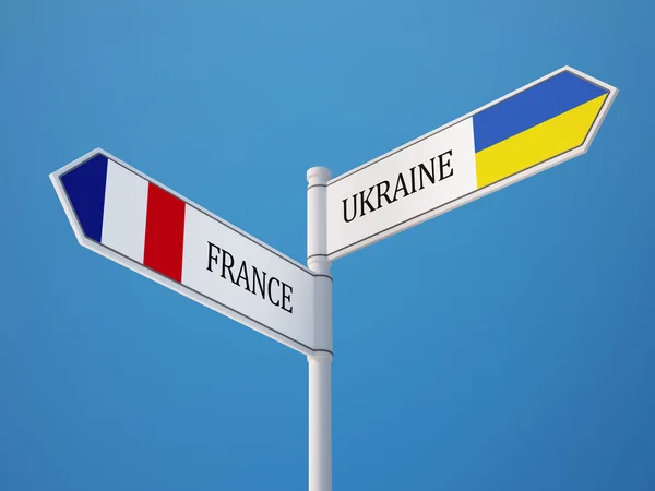 Ukraine France Signer Drapeaux Concept — Photo