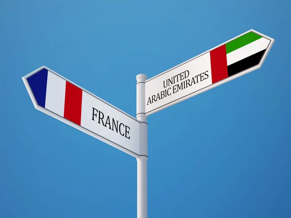 Emirados Árabes Unidos França assinar Bandeiras Conceito — Fotografia de Stock