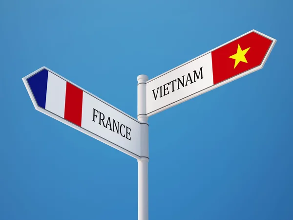 Vietnam France Signer Drapeaux Concept — Photo