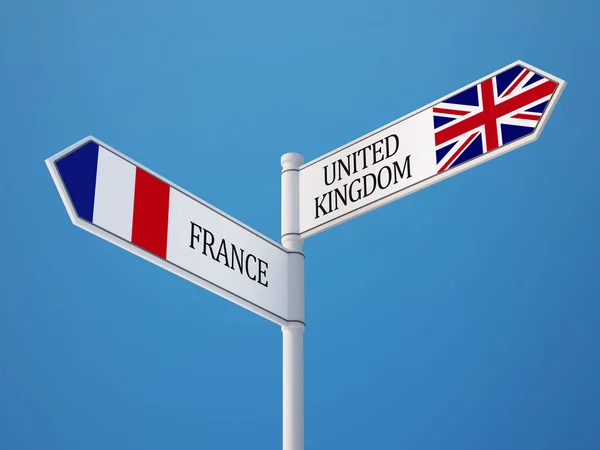 Verenigd Koninkrijk Frankrijk teken vlaggen Concept — Stockfoto