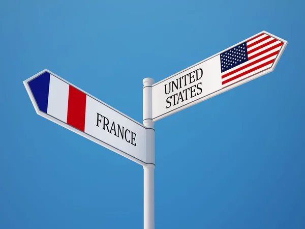 United States France  Sign Flags Concept — Stock Photo, Image