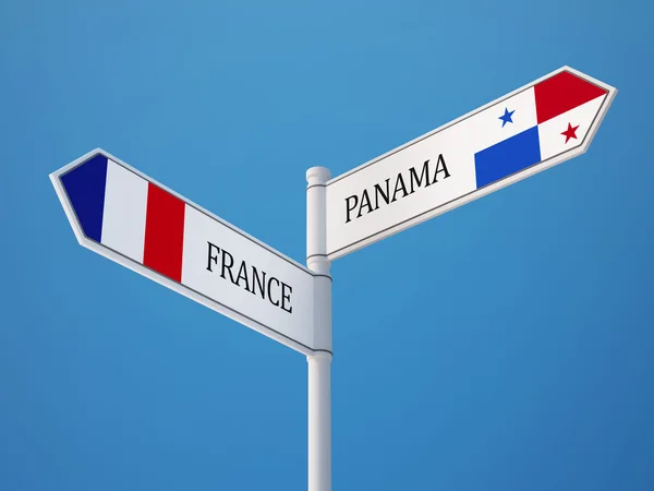Panama Frankrike tecken flaggor koncept — Stockfoto