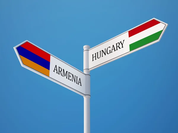 Armenia Ungheria Firma Bandiere Concetto — Foto Stock