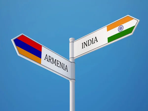 Armenien Indien tecken flaggor koncept — Stockfoto