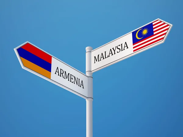 Armenien Malaysia tecken flaggor koncept — Stockfoto