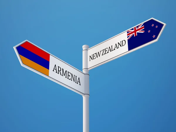 Armenia New Zealand  Sign Flags Concept — Stock Photo, Image