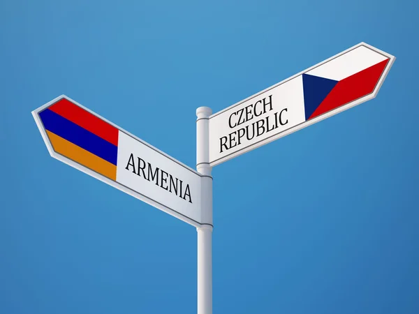 Armenia República Checa Sign Flags Concept —  Fotos de Stock