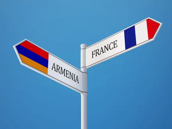 Armenia Francia Firma el concepto de banderas —  Fotos de Stock