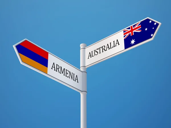 Australia Armenia znak flagi koncepcja — Zdjęcie stockowe