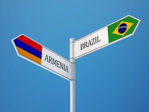 Brasil Armenia Firma Concepto de Banderas —  Fotos de Stock