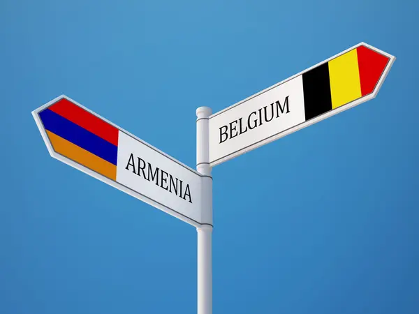 Bélgica Armenia Firma el concepto de banderas — Foto de Stock