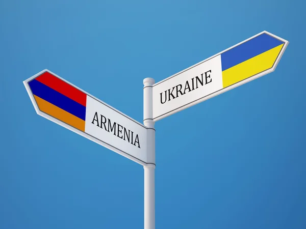Ukraina Armenien tecken flaggor koncept — Stockfoto