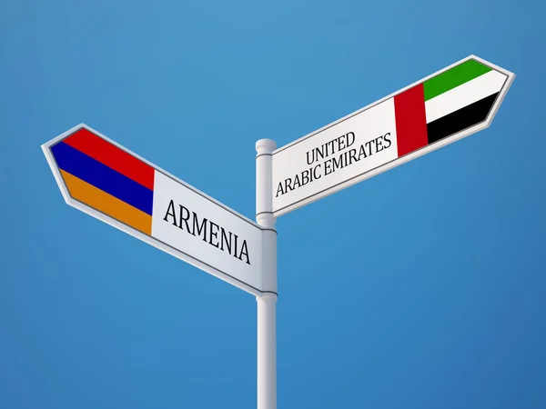 Emiratos Árabes Unidos Aruba Sign Flags Concept —  Fotos de Stock