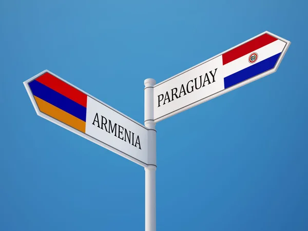 Paragwaj Armenia znak flagi koncepcja — Zdjęcie stockowe