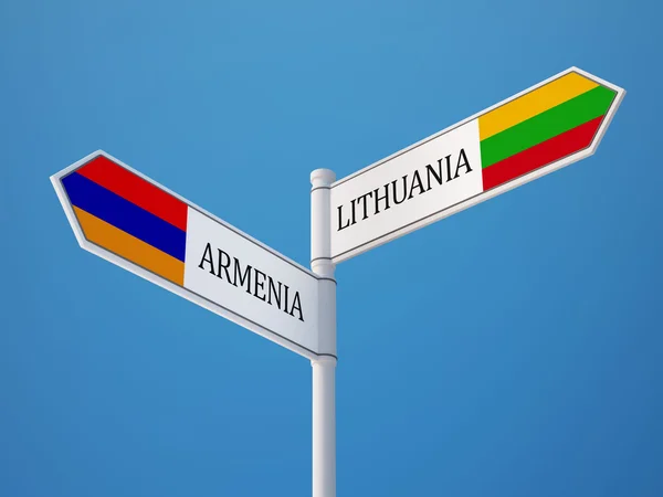 Litauen Armenien tecken flaggor koncept — Stockfoto