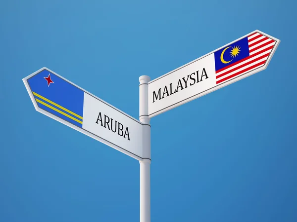 Malaysia Aruba tecken flaggor koncept — Stockfoto