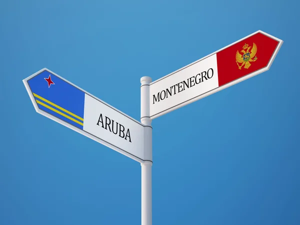 Montenegro Aruba teken vlaggen Concept — Stockfoto
