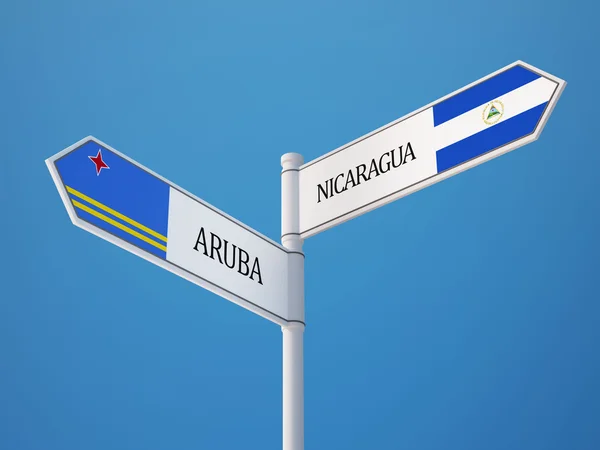 Nicaragua Aruba segno bandiere concetto — Foto Stock