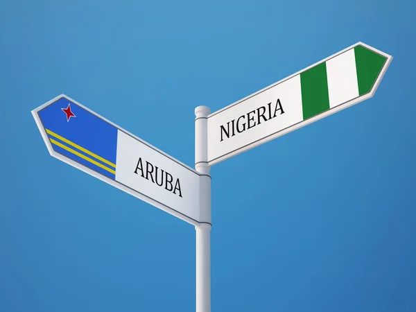 Nigeria Aruba Signer Drapeaux Concept — Photo