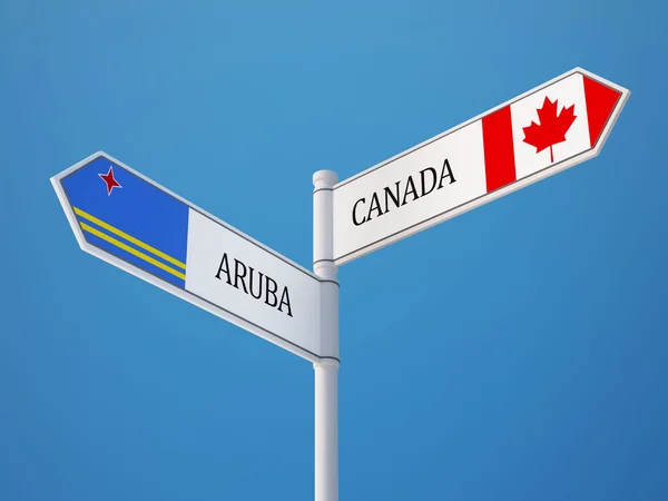 Canadá Aruba Sign Concepto de banderas —  Fotos de Stock