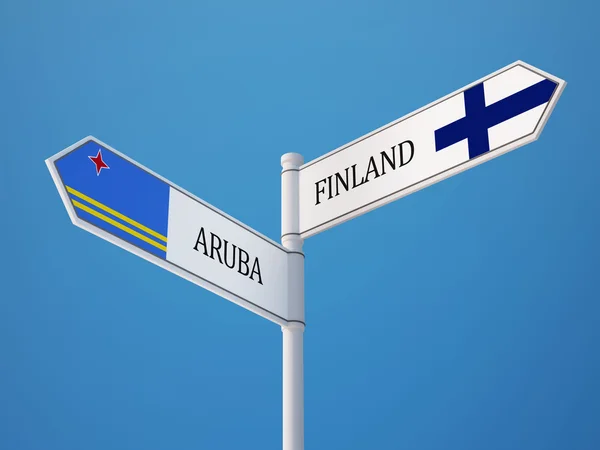 Finnland aruba sign flags concept — Stockfoto